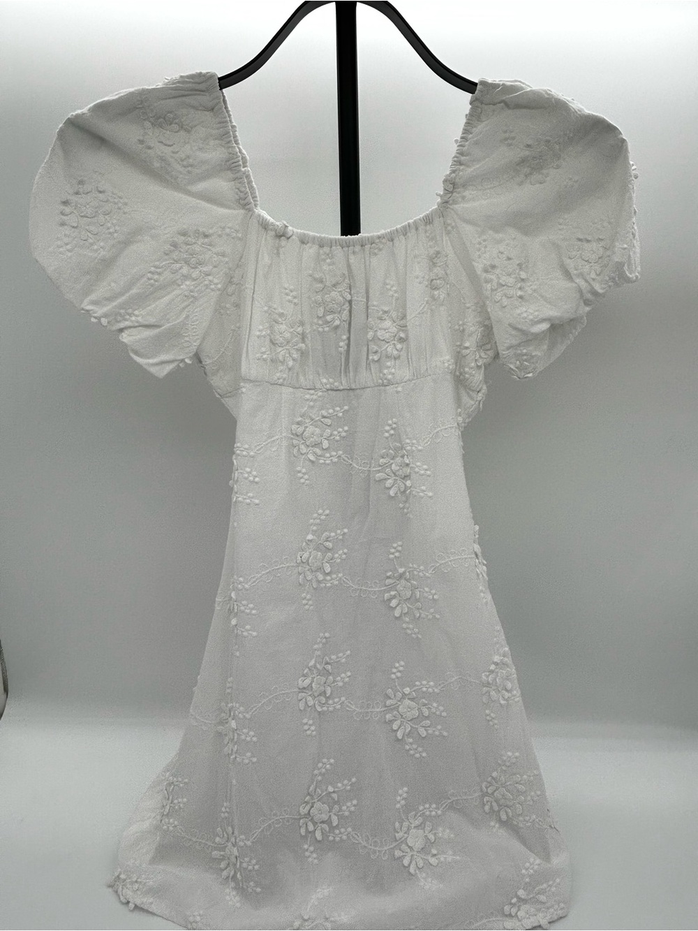 GB girls White Embroidered Puff-Sleeve Formal Dress Size 8